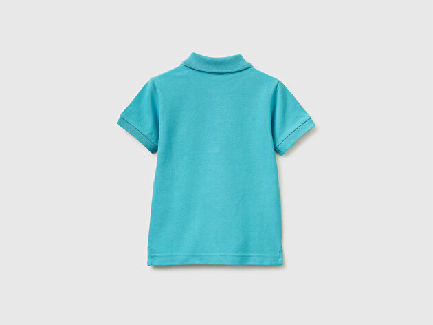 Benetton Erkek Bebek Açık Mavi Logolu Pike Polo T-Shirt