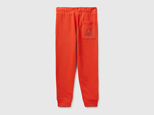 Benetton Erkek Çocuk Kırmızı Arka Cebi Logolu Eşofman Altı