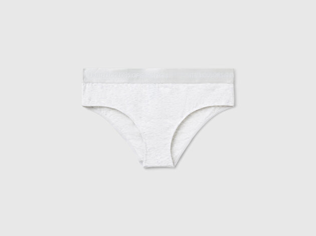 Benetton Kadın Beyaz Mix Pamuk Karışımlı Bel Bandı Logolu Hipster Kesim Külot