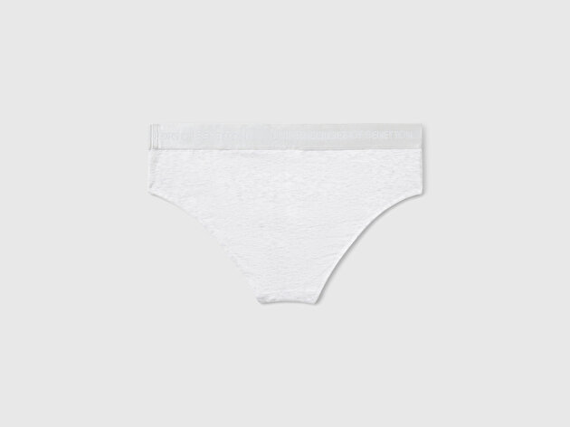 Benetton Kadın Beyaz Mix Pamuk Karışımlı Bel Bandı Logolu Hipster Kesim Külot