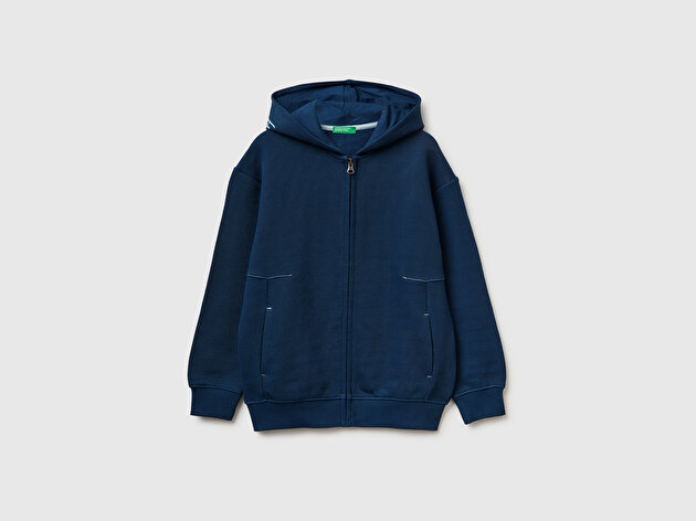 Benetton Erkek Çocuk Çoklu Baskılı Fermuarlı Kapüşonlu Sweatshirt