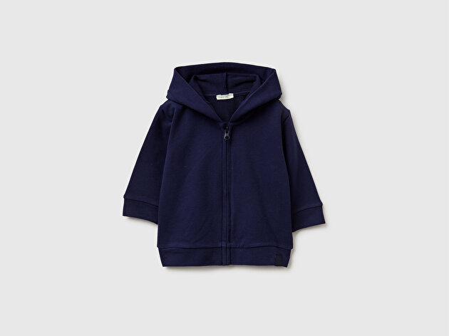 Benetton Bebek Kulaklı Kapüşonlu Fermuarlı Sweatshirt
