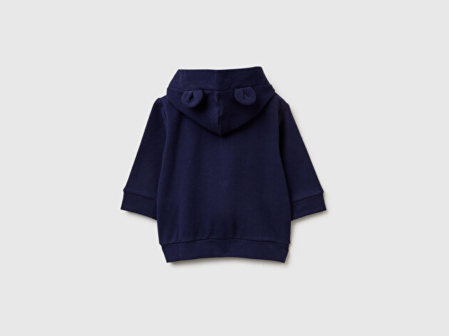 Benetton Bebek Kulaklı Kapüşonlu Fermuarlı Sweatshirt
