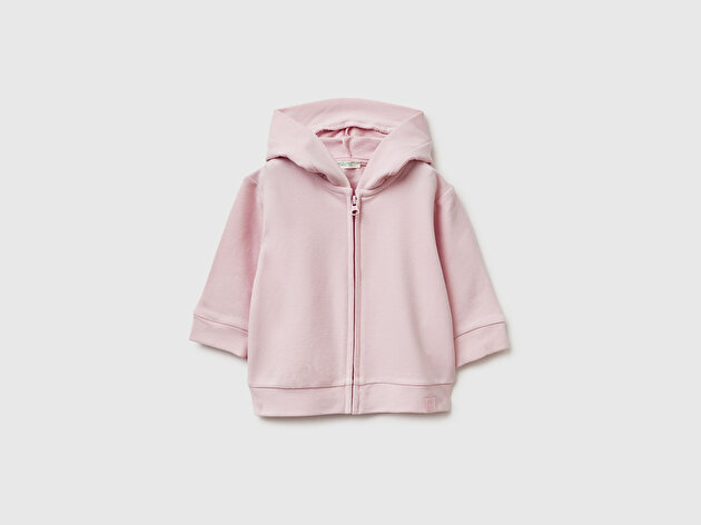 Benetton Bebek Kulaklı Kapüşonlu Fermuarlı Sweatshirt
