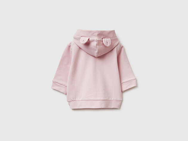 Benetton Bebek Kulaklı Kapüşonlu Fermuarlı Sweatshirt
