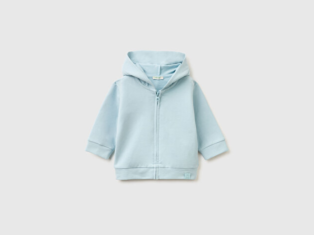 Benetton Bebek Kulaklı Kapüşonlu Fermuarlı Sweatshirt
