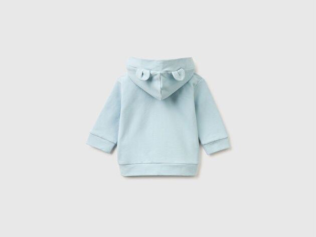 Benetton Bebek Kulaklı Kapüşonlu Fermuarlı Sweatshirt
