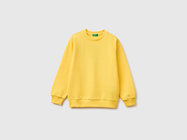 Benetton Erkek Çocuk Arkası Baskılı Rahat Kalıp Bisiklet Yaka Sweatshirt