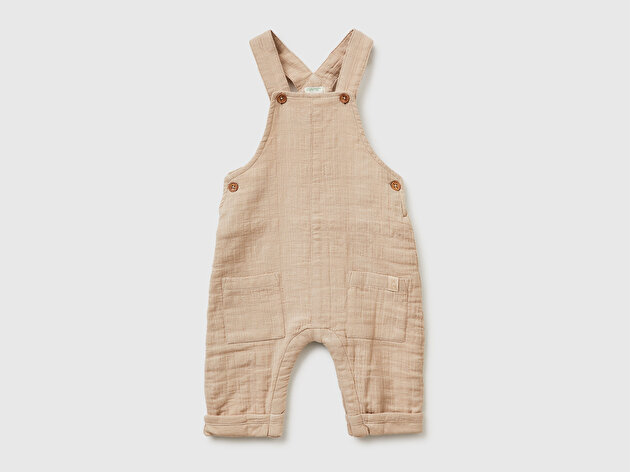 Benetton Bebek Ayarlanabilir Askılı Düğmeli Cepli Muslin Tulum