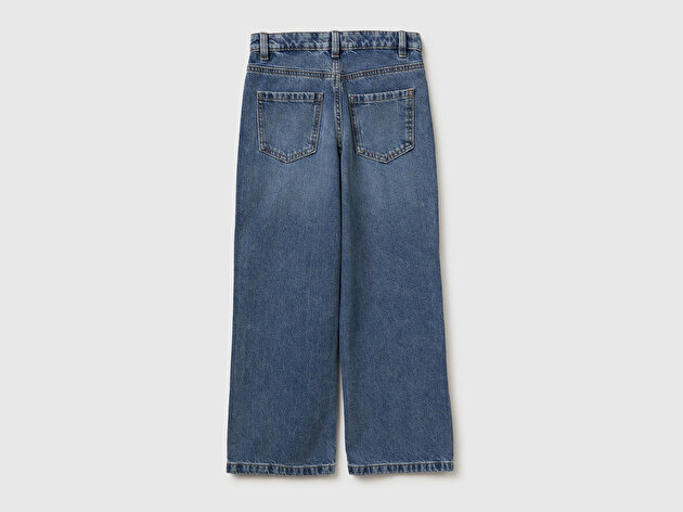 Benetton Kız Çocuk Metal Detaylı 5 Cepli Düz Kesim Denim Pantolon