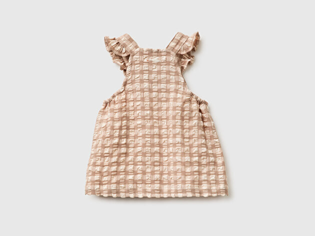 Benetton Bebek Fırfırlı Askılı Nakışlı Muslin Elbise