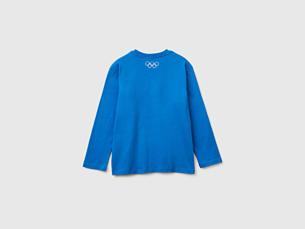 Benetton Erkek Çocuk Baskılı Bisiklet Yaka Uzun Kollu T-Shirt