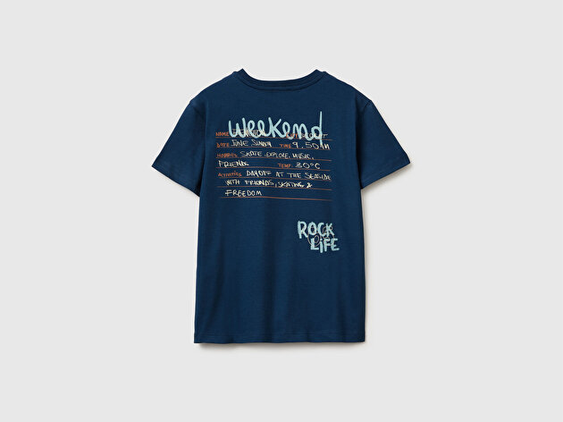 Benetton Erkek Çocuk Tema Baskılı Rahat Kalıp Bisiklet Yaka T-Shirt