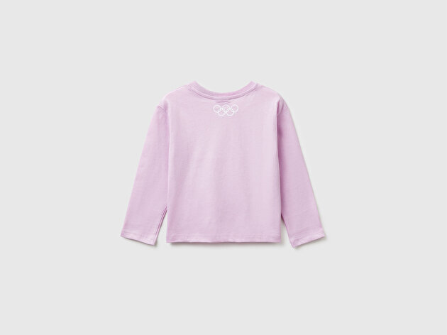 Benetton Kız Bebek Pembe Looney Tunes Baskılı Yuvarlak Yaka Uzun Kollu T-Shirt