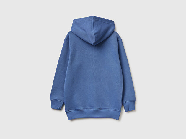 Benetton Erkek Çocuk Önü Logo Baskılı Kanguru Cepli Kapüşonlu Sweatshirt