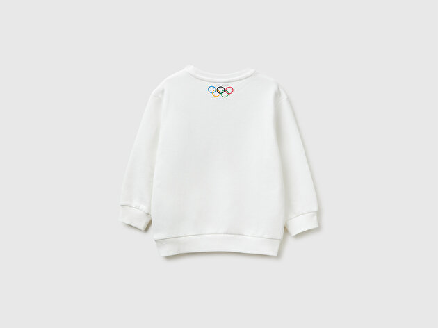 Benetton Erkek Bebek Baskı ve Yazı Detaylı Bisiklet Yaka Sweatshirt