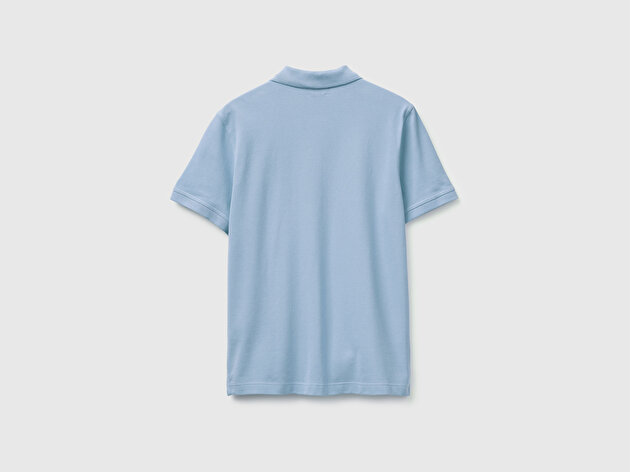 Benetton Erkek Açık Mavi Regular Fit Kısa Kollu Polo T-Shirt