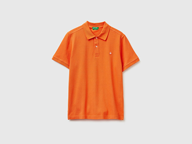 Benetton Erkek Turuncu Regular Fit Kısa Kollu Polo T-Shirt