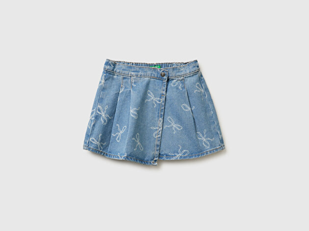 Benetton Kız Bebek Asimetrik Mini Denim Etek