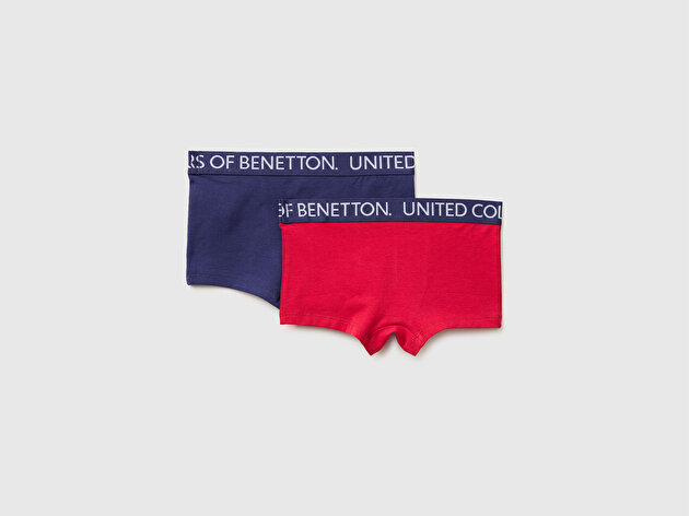 Benetton Erkek Çocuk Mix Beli Logo Baskılı 2'li Boxer Seti