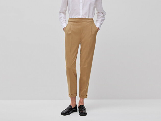 Benetton Kadın Taba Beli Lastikli Pantolon