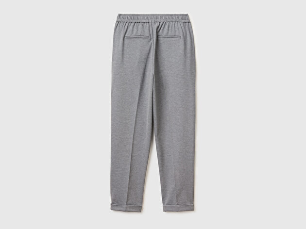 Benetton Kadın Gri Beli Lastikli Pantolon