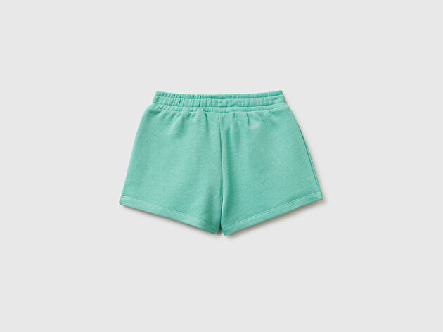 Benetton Kız Bebek Mint Logo İşlemeli Beli İpli Şort