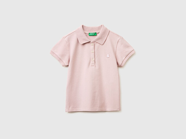 Benetton Kız Bebek Gül Kurusu Logolu Pike Polo T-Shirt