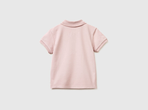 Benetton Kız Bebek Gül Kurusu Logolu Pike Polo T-Shirt