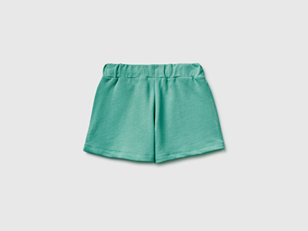 Benetton Kız Çocuk Mint Beli Büzgülü İpli Cepli Logo İşlemeli Şort