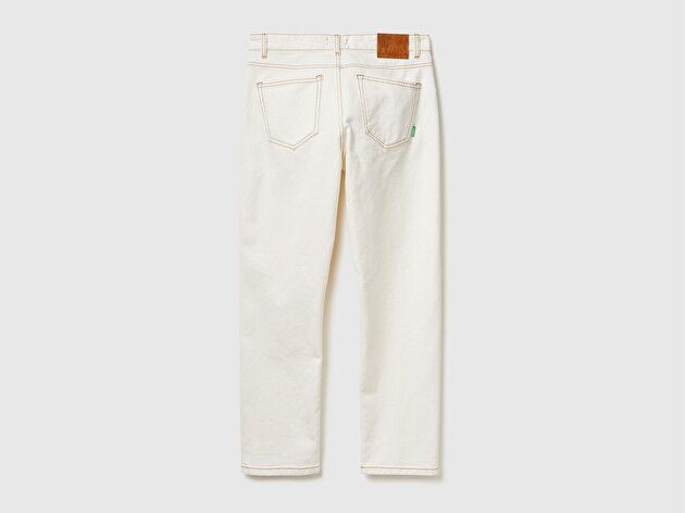 Benetton Erkek Koyu Mavi  %100 Pamuk Düz Paça Regular Fit Beş Cepli Denim Pantolon