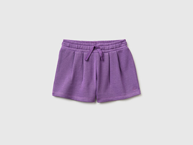 Benetton Kız Bebek Mor Logo İşlemeli Beli İpli Şort
