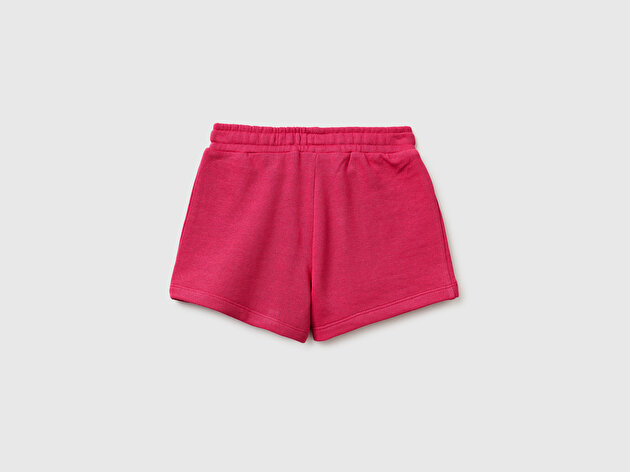 Benetton Kız Bebek Koyu Pembe Logo İşlemeli Beli İpli Şort