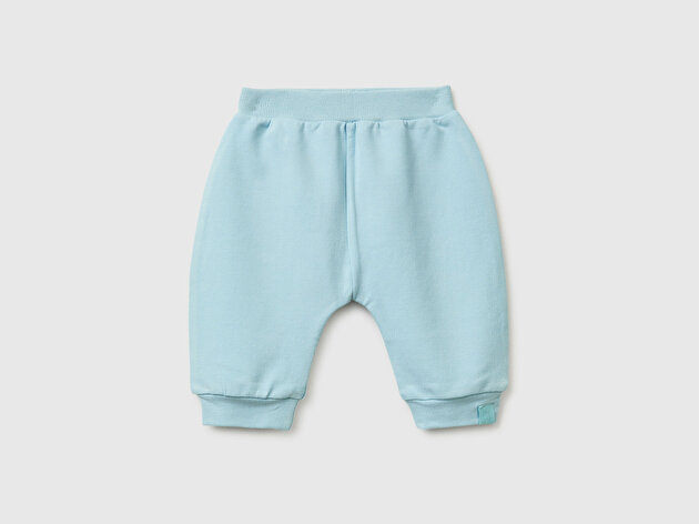 Benetton Bebek Buz Mavisi Ribanalı Esnek Polarlı Eşofman Altı