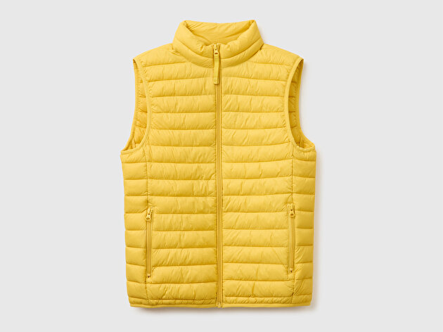 Benetton Erkek Sarı Polyester Dolgulu Regular Fit Yelek