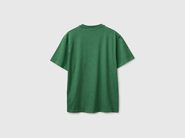 Benetton Erkek Yeşil  %100 Pamuk Regular Fit Logo  Nakışlı T-Shirt
