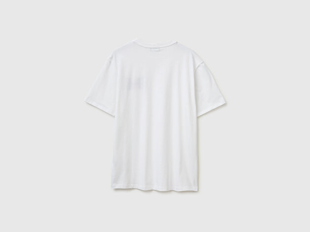 Benetton Erkek Gri  %100 Pamuk Regular Fit Logo  Nakışlı T-Shirt