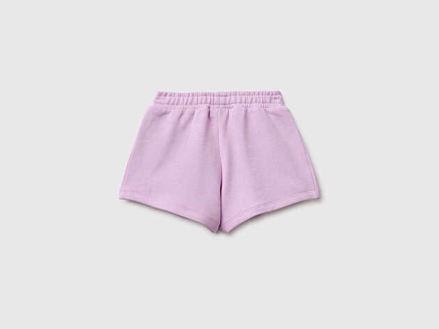 Benetton Kız Bebek Pembe Logo İşlemeli Beli İpli Şort