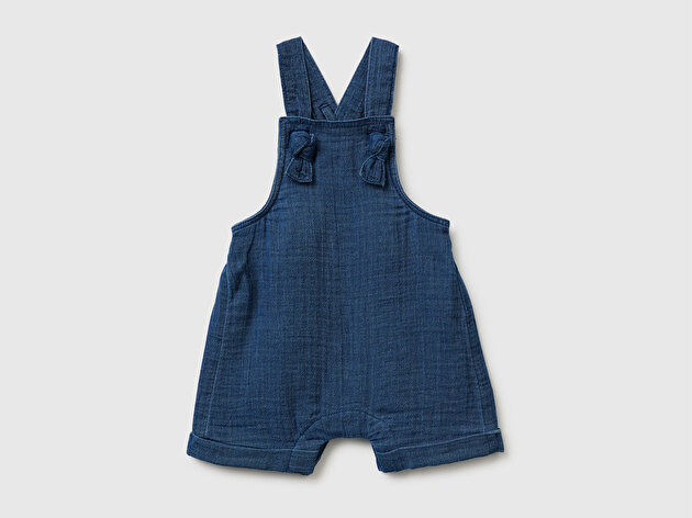 Benetton Bebek Koyu Mavi Ayarlanabilir Askılı Arkası Cepli  Tulum