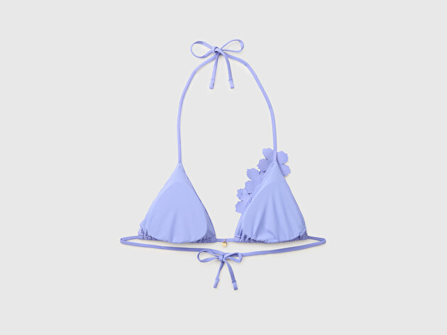 Benetton Kadın Lila Çiçek Aplike Detaylı Bağlamalı Bikini Üstü