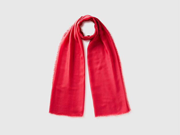 Benetton Kadın Kırmızı Modal ve İpek Karışımlı Fular