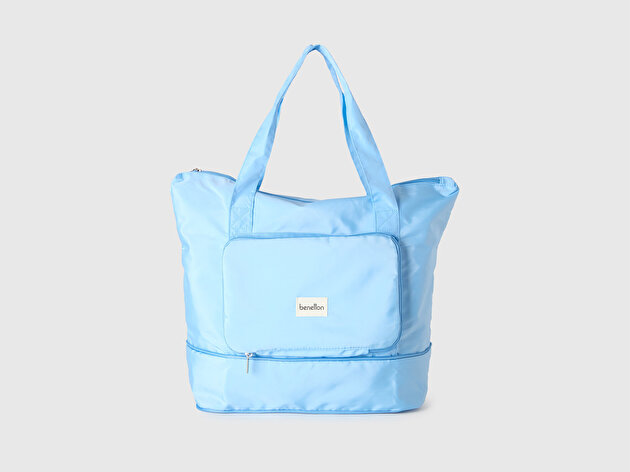 Benetton Unisex Açık Mavi Katlanabilir Seyahat Çantası