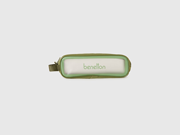 Benetton Unisex Haki Şeffaf Mini Makyaj Çantası