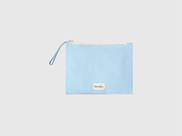 Benetton Unisex Açık Mavi Maxi Boy Kanvas Aksesuar Çantası