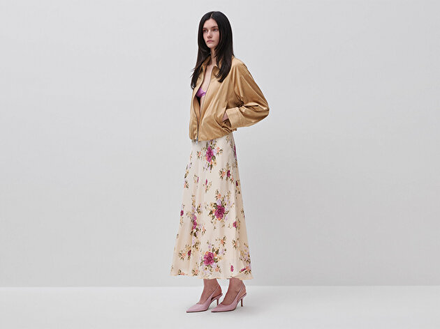 Benetton Kadın Kahverengi Etek Ucu Büzgülü Reglan Kol Oversize Kısa Ceket