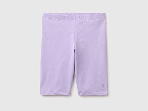 Benetton Kız Çocuk Lila Logo Nakış Detaylı Dar Kesim Tayt